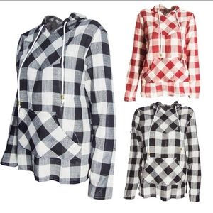 New Without Tags, Plaid Blouse Slim Fit Hoodie.